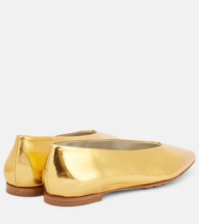 Bottega Veneta Gold Sofia Ballerina Flats In Gold