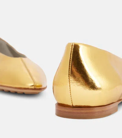 Bottega Veneta Gold Sofia Ballerina Flats In Gold