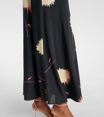 La Doublej Xx Floral Jersey Maxi Dress In Derby Black