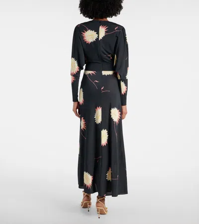 La Doublej Xx Floral Jersey Maxi Dress In Derby Black
