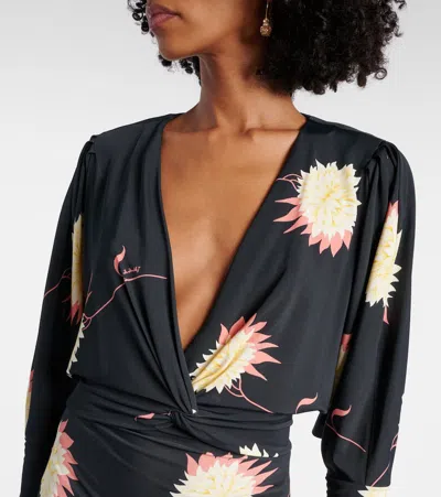 La Doublej Xx Floral Jersey Maxi Dress In Derby Black