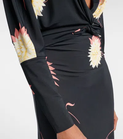 La Doublej Xx Floral Jersey Maxi Dress In Derby Black