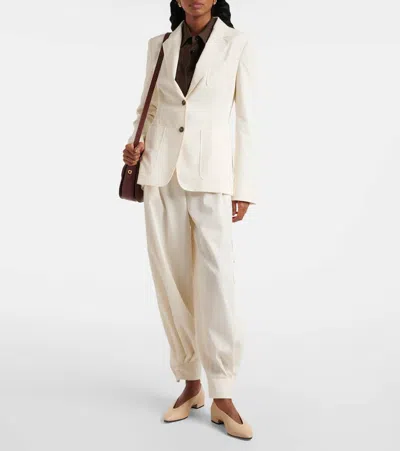 Max Mara Coccole Cotton Pants In White