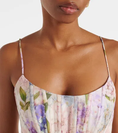 Zimmermann Dawning Floral Belted Midi Dress In Multi Hydrangea