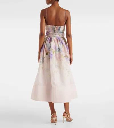 Zimmermann Dawning Floral Belted Midi Dress In Multi Hydrangea