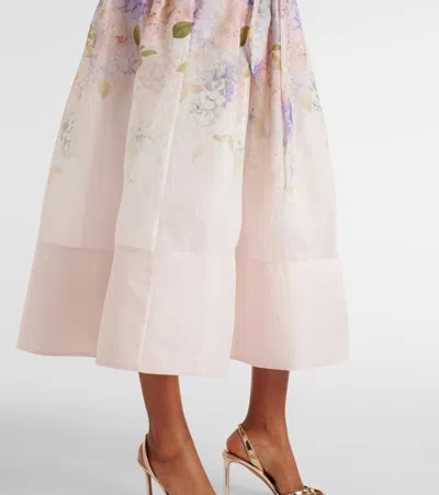 Zimmermann Dawning Floral Belted Midi Dress In Multi Hydrangea