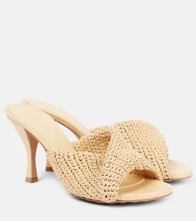 Bottega Veneta Blink Crocheted Raffia Mules In Beige