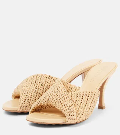 Bottega Veneta Blink Crocheted Raffia Mules In Beige