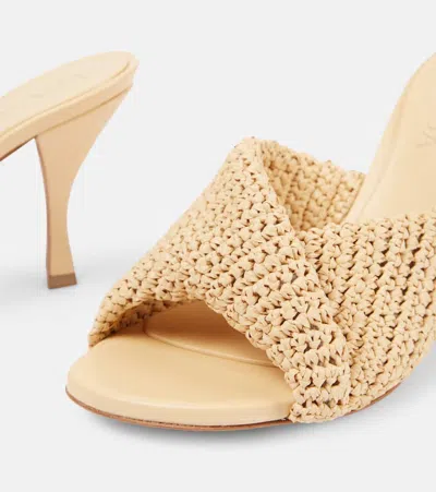 Bottega Veneta Blink Crocheted Raffia Mules In Beige