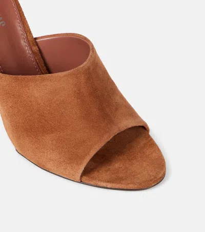 Paris Texas Nina Suede Wedge Mules In Brown