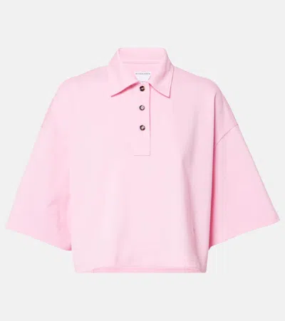 Bottega Veneta Short Sleeve Cropped Polo Shirt In Pink