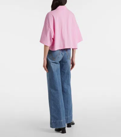 Bottega Veneta Short Sleeve Cropped Polo Shirt In Pink