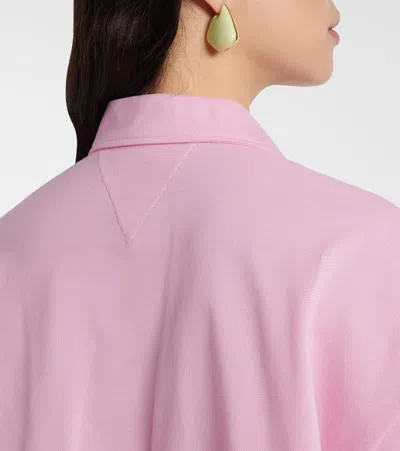 Bottega Veneta Short Sleeve Cropped Polo Shirt In Pink