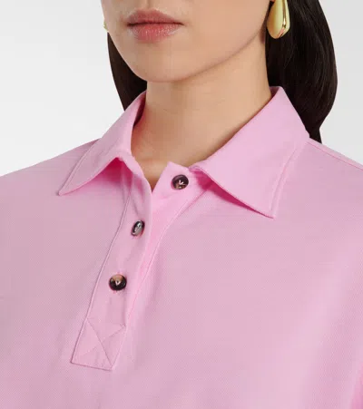 Bottega Veneta Short Sleeve Cropped Polo Shirt In Pink
