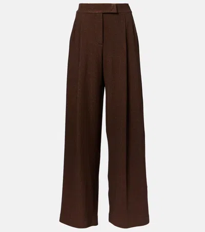 Max Mara Palazzo Trousers In Jacquard Jersey In Brown