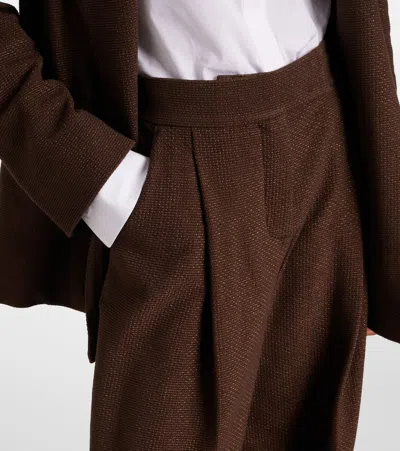 Max Mara Palazzo Trousers In Jacquard Jersey In Brown