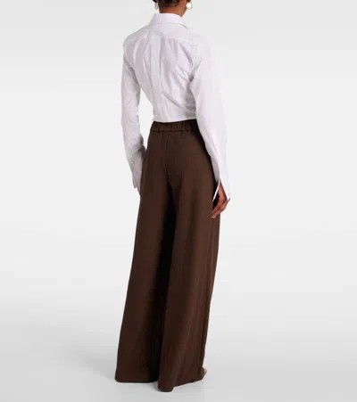 Max Mara Palazzo Trousers In Jacquard Jersey In Brown