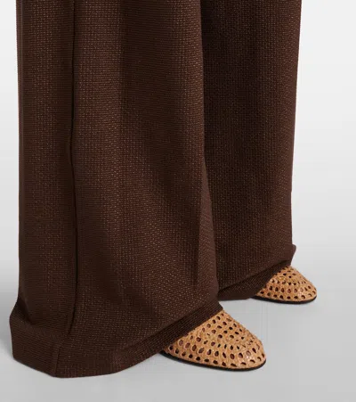 Max Mara Palazzo Trousers In Jacquard Jersey In Brown