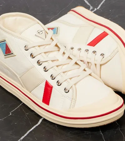 Bottega Veneta Summer Canvas Leather High-top Sneakers In White