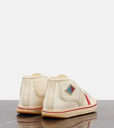 Bottega Veneta Summer Canvas Leather High-top Sneakers In White
