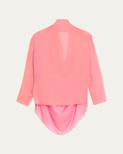 Giorgio Armani Iridescent Chiffon Cowl Backless Tunic In Solid Light/pastel P