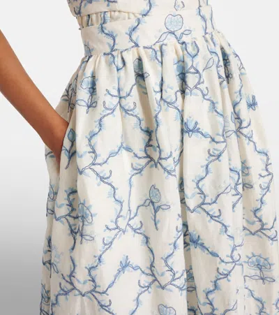 Agua By Agua Bendita Tangelo Embroidered Linen Maxi Skirt In White