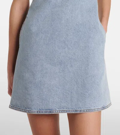Self-portrait Denim Pearl Mini Dress In Blue