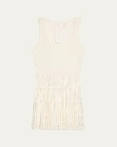 Milly Sheer Knit Fit And Flare Mini Dress In Ecru