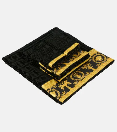 Versace Home Versace Allover Set Of 5 Terry Towels In Black