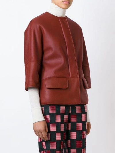 Shop Marni Shearling Lined Jacket - Red