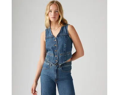 Levi's Braided Dark Wash Denim Vest Top In Big Yikes