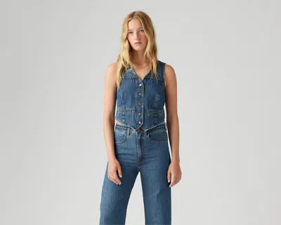 Levi's Braided Dark Wash Denim Vest Top In Big Yikes