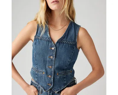 Levi's Braided Dark Wash Denim Vest Top In Big Yikes