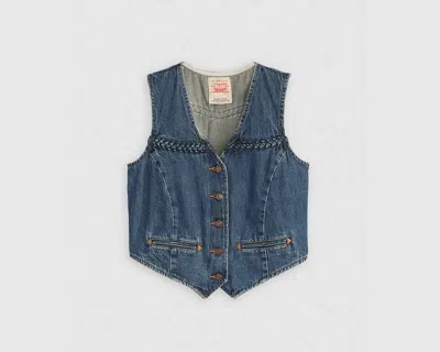 Levi's Braided Dark Wash Denim Vest Top In Big Yikes