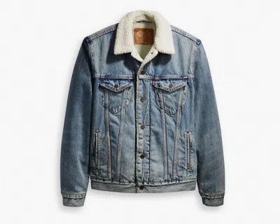 Levi's Sherpa Trucker Jacket Blue In Mustard