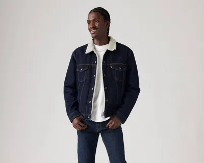 Levi's Type Iii Fleece Lined Denim Trucker Jacket In Juniper Rinse