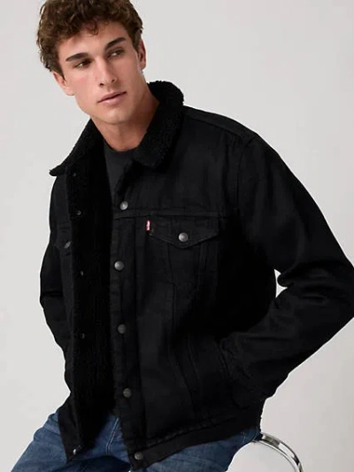 Levi's Relaxed Fit Faux Shearling Lined Denim Trucker Jacket In Berk