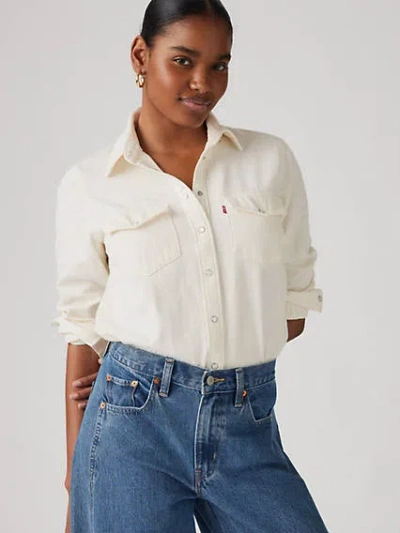 Levi's Ivory Lyocell Blend Iconic Western Shirt In Neutral