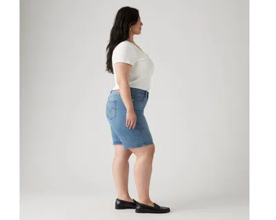 Levi's Plus Size Mid Length Distressed Denim Shorts In White