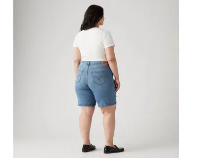 Levi's Plus Size Mid Length Distressed Denim Shorts In White