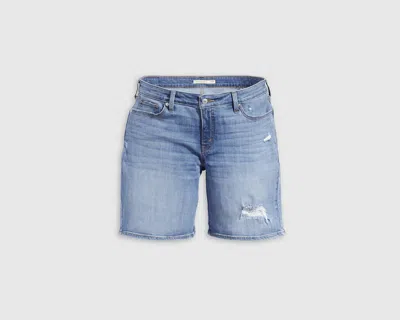 Levi's Plus Size Mid Length Distressed Denim Shorts In White