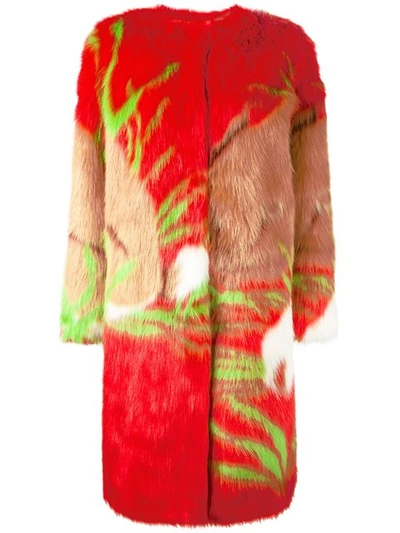Marco De Vincenzo Pop Faux Fur Coat In Red