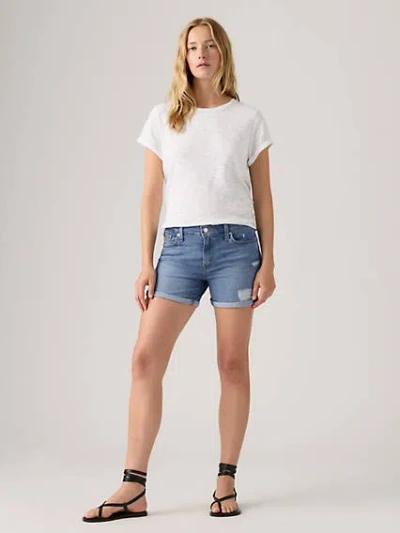 Levi's Women's Mid Rise Mid-length Stretch Shorts In Blue