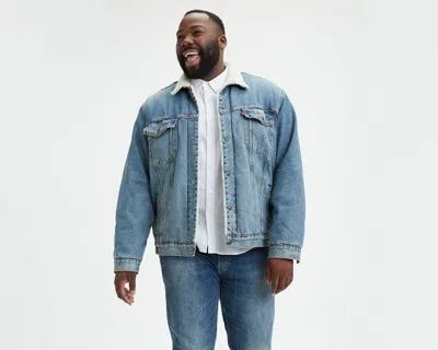 Levi's Sherpa Trucker Jacket Blue In Mustard