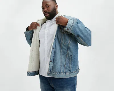Levi's Sherpa Trucker Jacket Blue In Mustard