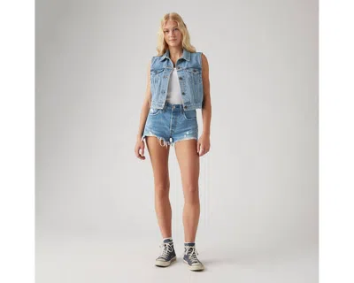 Levi's 501 Original High Rise Medium Wash Distressed Denim Shorts In Oxnard Audio