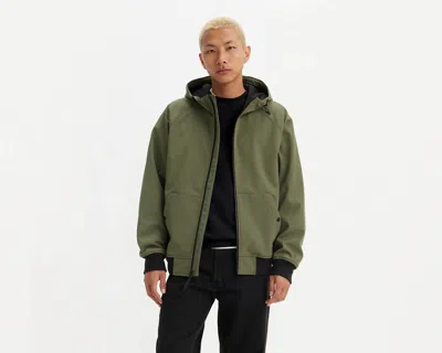 Levi's Soft Shell Hoodie Bomber Jacket In Green