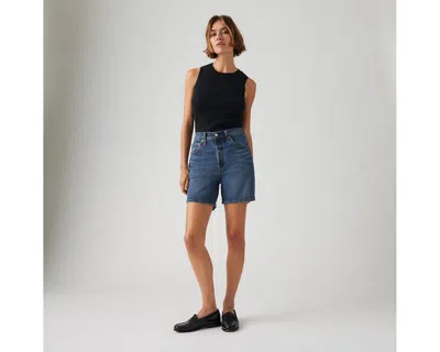 Levi's 501 Mid-thigh High Rise Straight Fit Denim Shorts In Blue