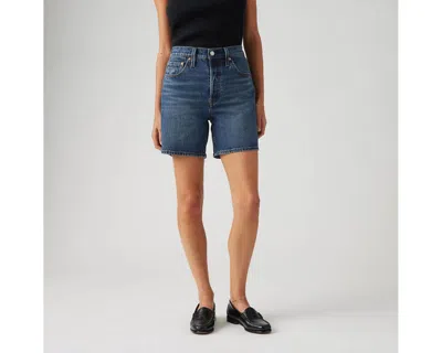 Levi's 501 Mid-thigh High Rise Straight Fit Denim Shorts In Blue