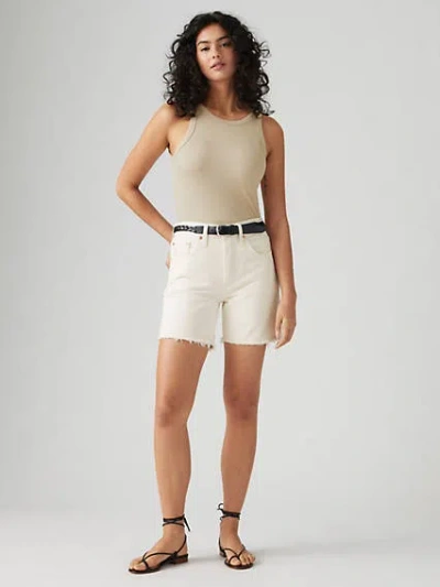 Levi's 501 Mid Thigh Shorts Ecru Booper No Damage In White